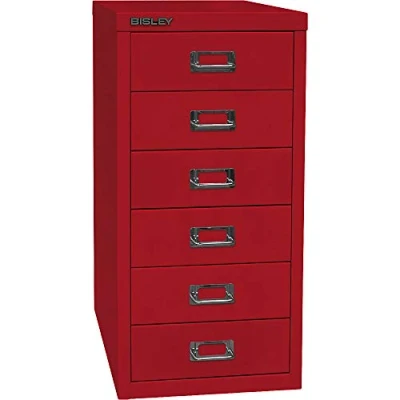 Image of BISLEY MultiDrawerTM 29 Series A4 6 Drawers, Metal, 670 Cardinal Red, 38 x 27.9 59 cm
