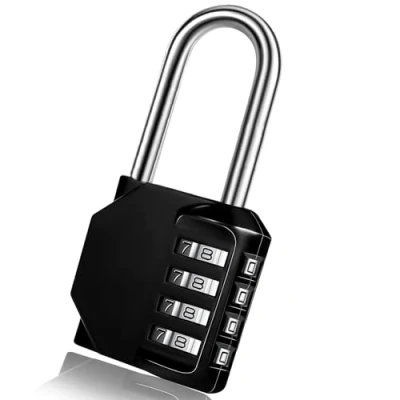 Image of 4 Digit Outdoor Waterproof Resettable Combination Locker Padlock for Shed Fence Gate, School, Gym, Toolbox (Black)