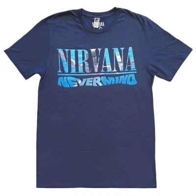 Image of Paradiso Clothing Nirvana Nevermind Tracks Print Tshirt, Women&#039;s, Size: Small, Navy