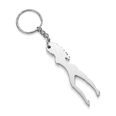 Image of Komonee Sexy Silhouette Silver Keyring Bottle Opener Key Chain Metal Woman Novelty Lady Ring