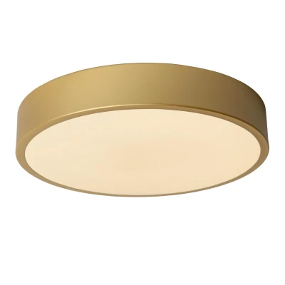 Image of Unar Modern Flush Ceiling Light Ø 30cm LED Dim. 1x18W 2700K 3 StepDim Matt Gold, Brass