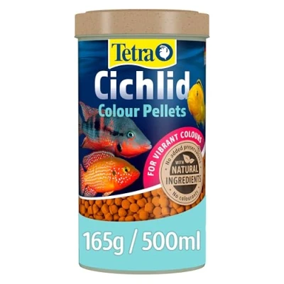 Image of Tetra Cichlid Colour Pellets, Complete Fish Food for All Cichlids Extra Colouration, 165 g