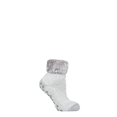 Image of Women&#039;s 1 Pair Heat Holders Lounge Feather Turn Over Cuff Socks Queenstown Plain Silver Grey 4 8 Ladies