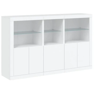 Image of vidaXL Modern Sideboard with LED Lights and Ample Storage Space, Stylish White Engineered Wood Cabinet for Living Room