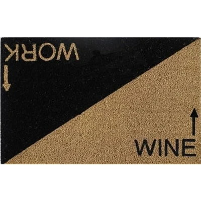 Image of Natural Coir 60cm x 40cm heavy duty doormats with rubber base funny message (work/wine)