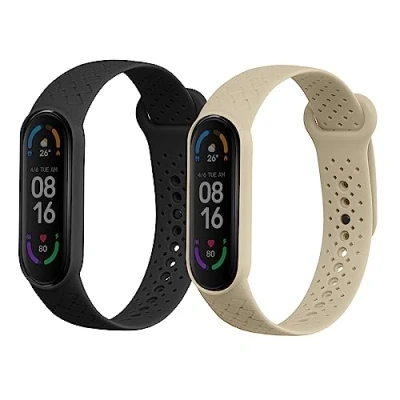 Image of kwmobile Straps Compatible with Xiaomi Mi Band 6 / 5 2x Replacement Silicone Watch Bands