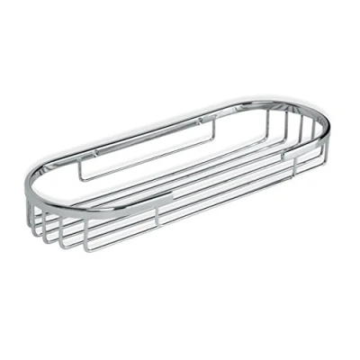 Image of TATAY Krom oval basket, small format, functional design, with front opening, made of chromed brass and stainless steel.