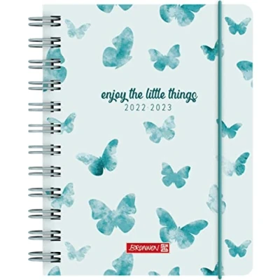 Image of Brunnen Academic Diary &quot;Butterfly&quot; 2022/2023 A6 1 Page = Day Sat + Sun on One 1071755043 Butterfly Design