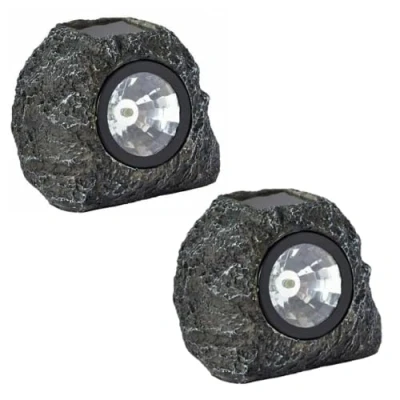 Image of Garden Mile Solar Powered Rock Effect Outdoor spotlights Lighting Lights Border Pathway Patio decking Security (2)