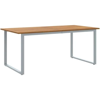 Image of vidaXL Outdoor Dining Table Grey 180x90x75 cm Steel&amp;Solid Wood Acacia