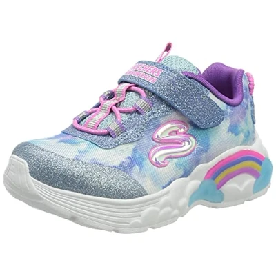 Image of Skechers RAINBOW RACER, Girl&#039;s Sneaker, Blue Mesh/Trim, 12.5 Child UK (31 EU)