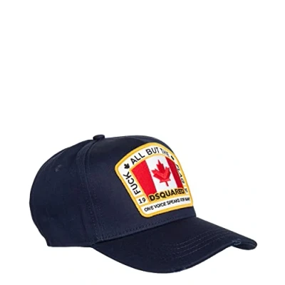 Image of Dsquared2 cappello berretto adjustable men&#039;s in cotton canada patch baseball blu
