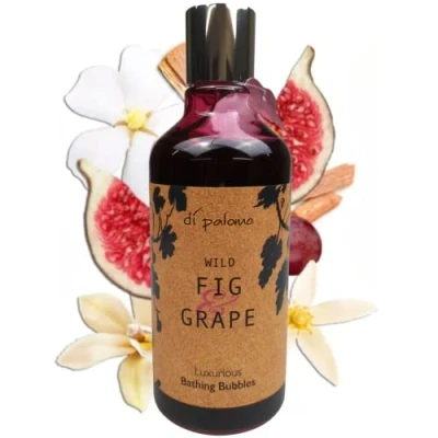 Image of Di Palomo Vegan Wild Fig &amp; Grape Luxury Bathing Bubbles 300ml. Foaming Bubble Bath. Shower Gel Body Wash with Nourishing Skin Care. Bath Foam Gifts for Her. Relaxation Women.
