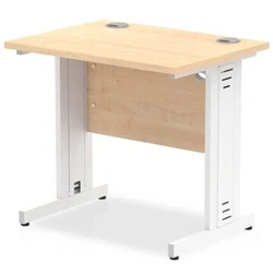 Image of Impulse 800 x 600mm Straight Desk Maple Top White Cable Managed Leg