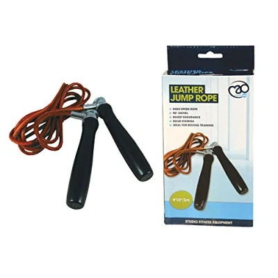 Image of Fitness Mad Leather Jump Rope Brown