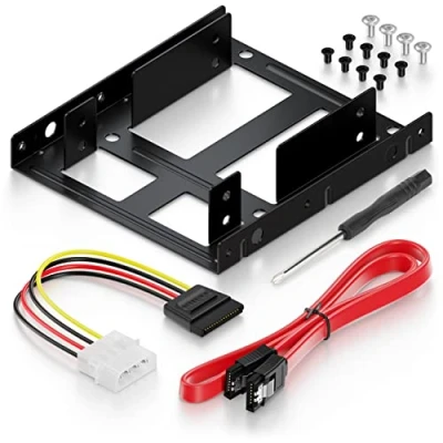 Image of deleyCON Installation Frame for 2.5&quot; Hard Drive SSD to 3.5&quot; Adapter Disk (up 2x HDD or SSD) Removable Bracket