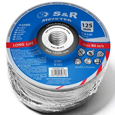 Image of S&amp;R Metal Cutting Discs 125 x 2 mm A30 S BF T42 for angle Grinder (5 inches 80“). Pack of 25 Wheels Steel, Inox
