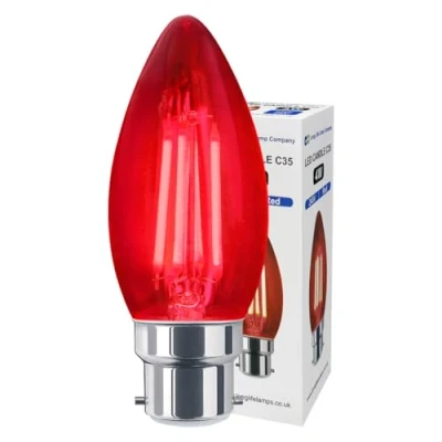 Image of Ambient Vintage 4w LED Red Candle Light Bulb B22 Bayonet Clear Glass