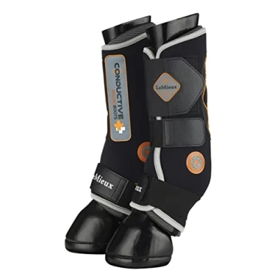 Image of LeMieux Conductive Magno Horse Boots Magnetic Therapy Protective Gear and Training Equipment Equine Boots, Wraps &amp; Accessories (Black/Medium)