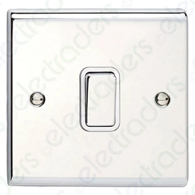 Image of Deta SD1246CHW Light Switch 10 Amp 1 Gang Intermediate (Polished Chrome/White Insert)