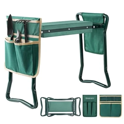 Image of Garden Kneeler With Handles,2 in 1 Soft Foam Kneeling Pad, Portable Seat Two Sides Removable Tool Pouch,Folding Padded Kneeler,Lightweight Gardening Stool Bench for