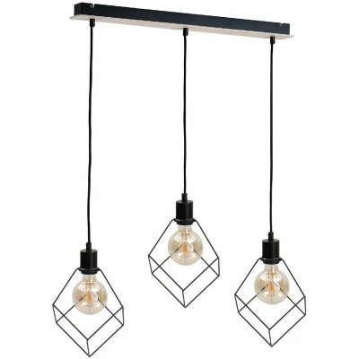 Image of Ruben Bar Pendant Ceiling Light Wood, 65cm, 3x E27