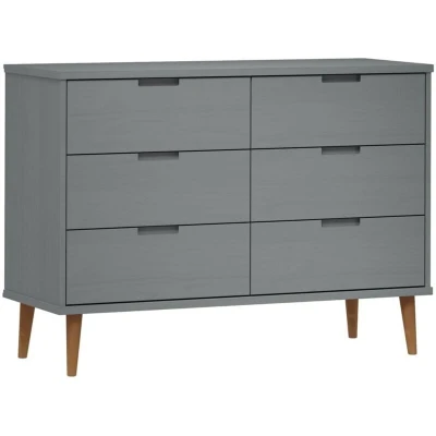 Image of vidaXL Drawer Cabinet MOLDE Grey 113x40x80 cm Solid Wood Pine