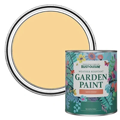 Image of Rust Oleum Yellow Mould Resistant Garden Paint In Satin Finish Mustard 750ml