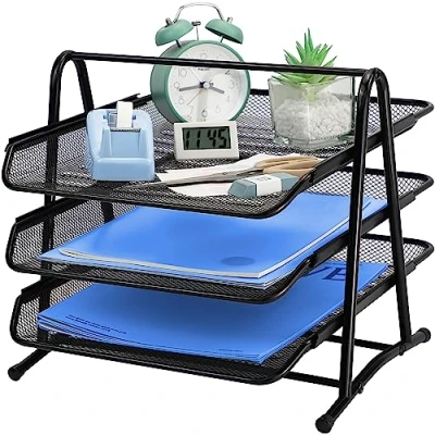 Image of Sliding Letter Tray, Filing Tray for Office Desk, Paper Desk Organiser Folder, Tidy Organizer A4, File Document Holder Home School(3 Tiers)