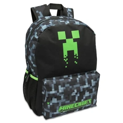 Image of Minecraft Kids Backpack Childrens School Bag Boys Rucksack With Sad Creeper Face