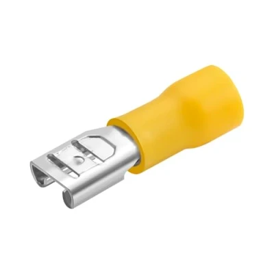 Image of Heschen Female Quick Disconnect Vinyl Insulated, FDD5.5 250, 6.3 x 0.8mm Cable Terminal, for 4 6mm² (12 10 AWG), Yellow, 100Pack