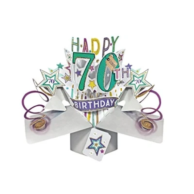 Image of Happy 70th Birthday Pop Up Greeting Card Original Second Nature 3D Cards