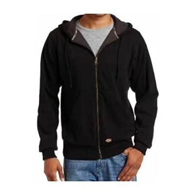 Image of Dickies Men&#039;s Thermal Lined Full Zip Fleece Hoodie with DWR, Knit Black, M