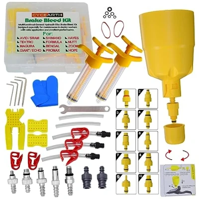 Image of CYCEARTH Bicycle Hydraulic Disc Brake Oil Bleed Kit For All Brakes SHIMANO,SRAM,AVID,TEKTRO,MAGURA,HAYES,Bike Repair Tool (Upgraded)