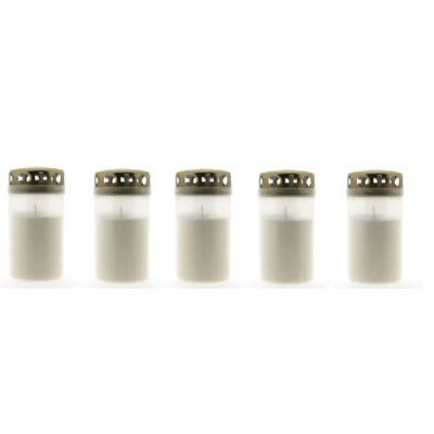 Image of Grave Candles No. 3 with Gold Lid Red or Transparent Permanent Burner Day Light Fridhof Funeral Candle Memorial (Transparent, 5)