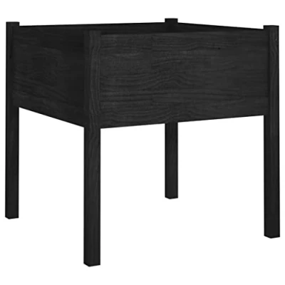 Image of vidaXL Solid Pinewood Garden Planter Outdoor Patio Terrace Backyard Wooden Raised Bed Flower Box Pot Stand Divider Vegetable Herb Black