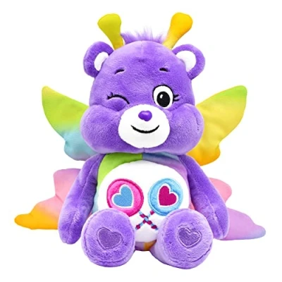 Image of Care Bears Butterfly Share Bear 22cm Bean Plush Collectable Cute Soft Toy, Cuddly Toy for Boys and Girls, Small Teddy, Plushie Children Ages 4+ Basic Fun 99310