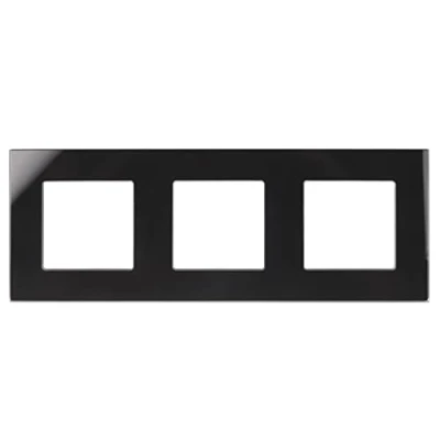 Image of Maclean MCE731B 3 fold glass frame panel 228x86mm for wall outlet Modular flush mount (3 outlet, black)
