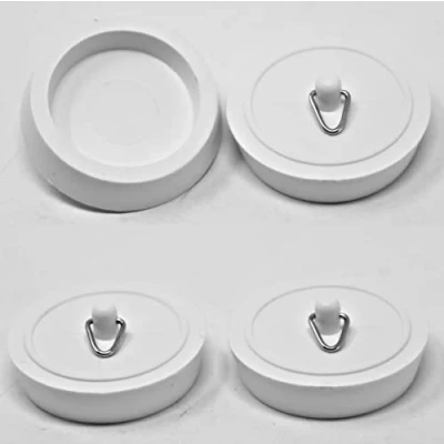Image of 4 x fiXte Replacement Sink Plug SHower Bath Basin. Hard Rubber White 38mm 1 1/2&quot;