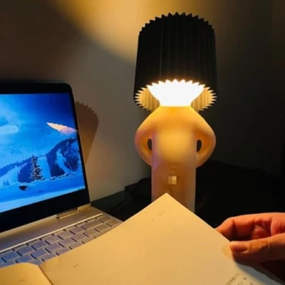 Image of A Little Shy Man Creative Lamp, Naughty Boy Desk Light, LED Night Romantic Bedside Table Funny Reading Novelty Mood Light Atmosphere for Home Decoration (Black)