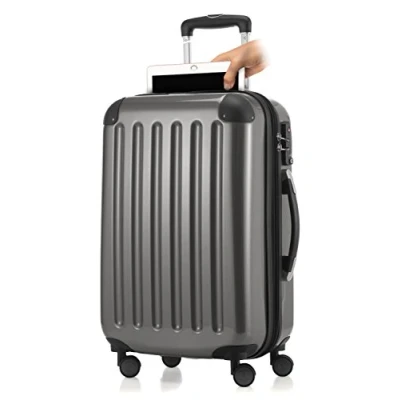 Image of Haputstadtkoffer Hand luggage Hard shell trolley Rolling suitcase 4 double rolls, Roller Case, 55 cm, 42 liters, Silver (Titan)