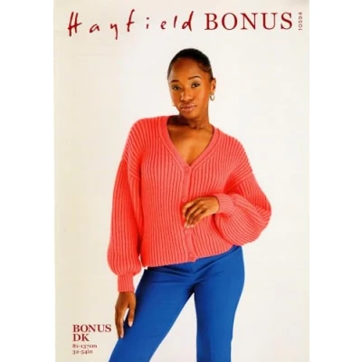 Image of Hayfield Bonus Double Knit Knitting Pattern 10594 Cardigan