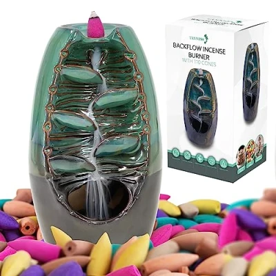 Image of Tanness Backflow Incense Burners, Holder, Waterfall 110pcs Cones Ceramic Burner Aromatherapy Room Decor, Home Accessories, Meditation Accessories