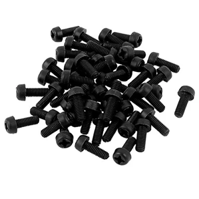 Image of Sourcingmap M3 x 8mm Nylon Phillips Cross Pan Head Machine Screws Black 50 PCS