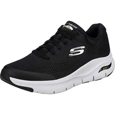 Image of Skechers Men&#039;s Arch Fit Sneaker,Black Textile/Synthetic/White Trim,7 UK