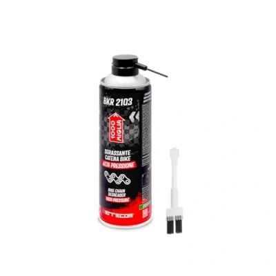 Image of Errecom 1000 Miglia BKR 2103 High Pressure Chain and Cassette Cleaner Spray for Bicycles Motorcycles + Hard Bristle Brush also usable with direct connection to the aerosol can 500 ml
