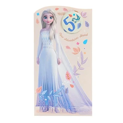 Image of UK Greetings Disney 5th Birthday Card For Her/Girl With Envelope Frozen Design Elsa