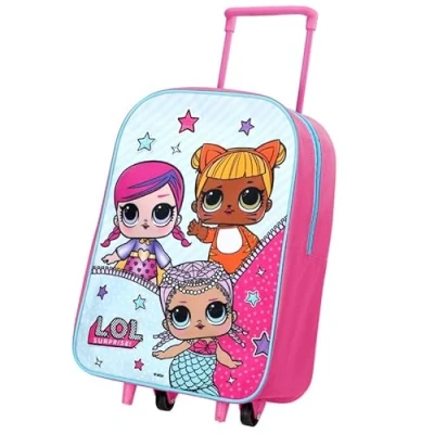 Image of TDL Girls Kids Wheeled Trolley Lightweight Luggage Bag for Holidays School Trips Sleep Overs