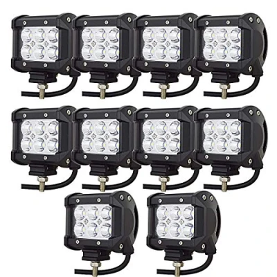 Image of AUXTINGS 10 Piece 4 inch 18W Spot LED Work Light Bar Driving Lamp 12V 24V 1440LM 6000K for Off Road Car Cabin Boat SUV Truck ATV Vehicles Marin