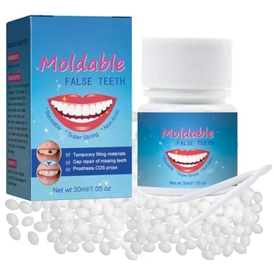 Image of Tooth Repair Kit, 30ml / 1.05 oz Teeth Replacement Kit for Temporary Restoration of Missing &amp; Broken Dentures, DIY Moldable Heat Fit Beads Fake